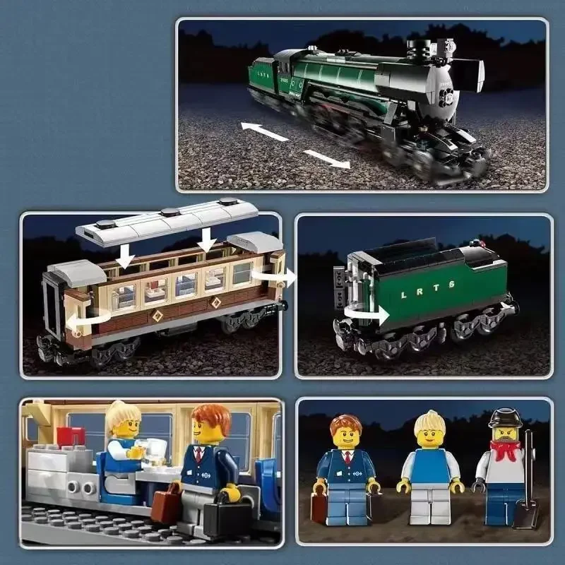 Building Blocks Toys 1085pcs Creative Expert Emerald Classic-styled Train Night Steam Locomotive 21005 Building Blocks Sets Compatible With Model