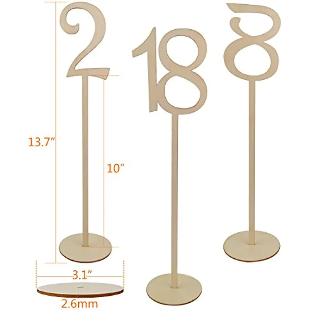 20Pc Wooden Table Numbers 1 To 20 Wood Wedding Table Number Signs with Holder Base Birthday Party Home Decoration Event Catering