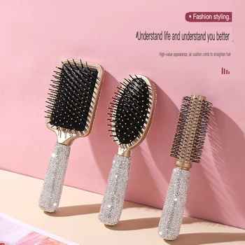 Nuovo pettine a cuscino d'aria diamantato Pettine per massaggio con airbag antistatico Soffice cura e styling dei capelli per donna 1