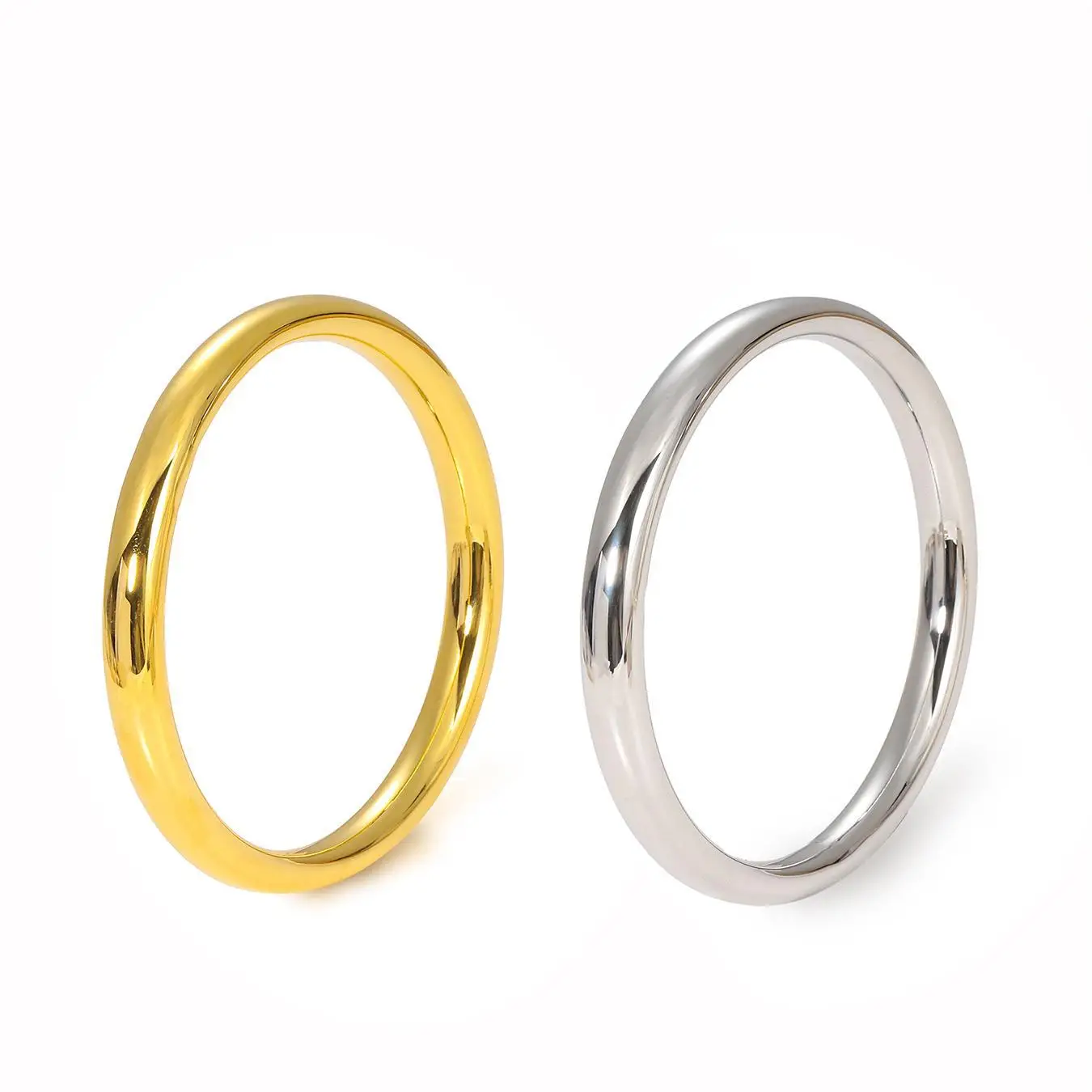 CARLIDANA High End 18K Plain Gold Plated Simple Design Dainty Rings Stainless Steel Trendy Simple Gold Plated Jewelry for Women 5