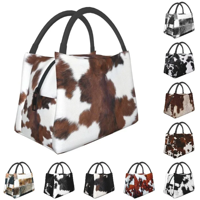 Spotted Brown Farm Animal Skin 3d Printing Insulated Lunch Tote Bag For