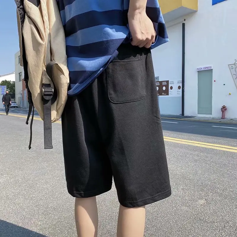 Men's Pure Cotton Shorts Large Size Summer Beach Loose Five-point Pants Sports Pants Breathable Black Simple Men's Pants M-5XL