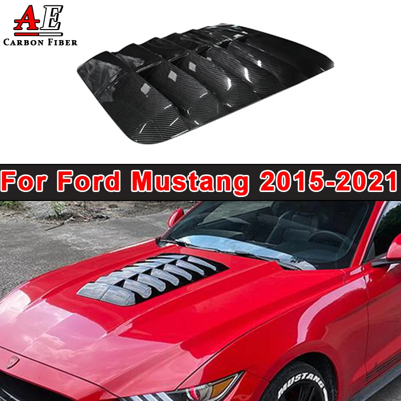 

Для Ford Mustang 2015-2021, крышка капота двигателя из углеродного волокна, вентиляционная крышка, передняя крышка капота, отделка капота GT500, стильный комплект кузова, автомобильные аксессуары