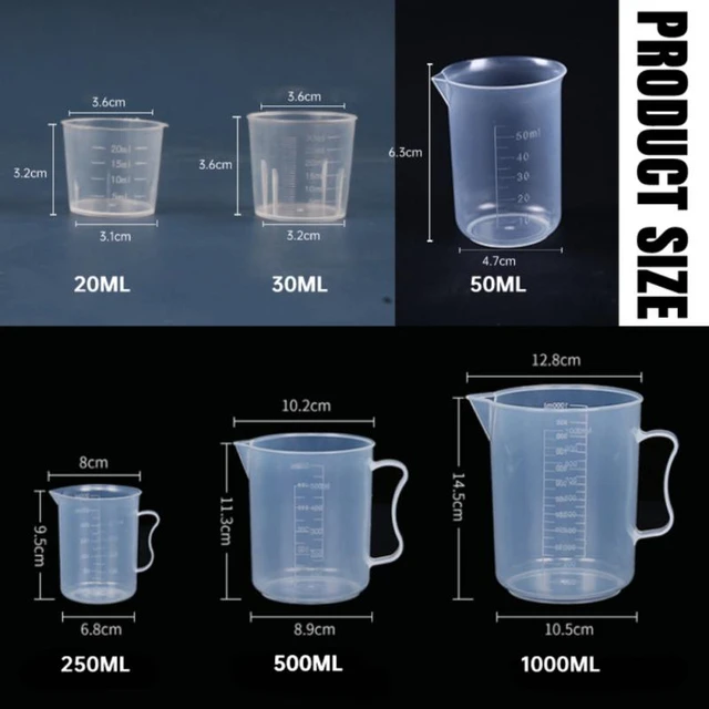 6 - 8 oz (250 ml) Plastic Graduated Measuring Cups, Kitchen, Ounce, ML —  U.S. Art Supply