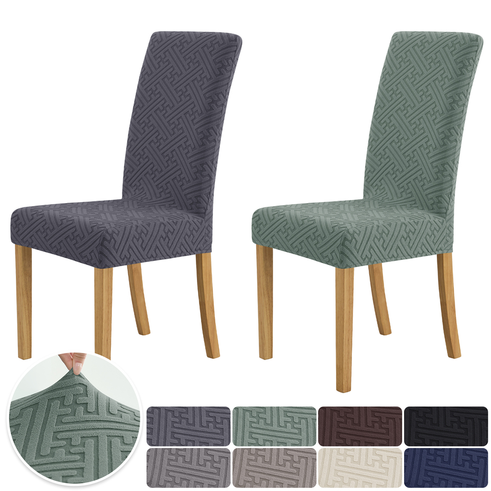 Elastic Jacquard Chair Cover For Dining Room Thick Dustproof Chair Cover Slipcover For Dining Kitchen Hotel Wedding Banquet