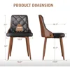 Dining Chairs Set of 8, Mid Century Modern Kitchen and Dining Room Chairs, Upholstered PU Leather Accent Chairs with Walnut Back 2