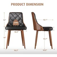 Dining Chairs Set of 8, Mid Century Modern Kitchen and Dining Room Chairs, Upholstered PU Leather Accent Chairs with Walnut Back 2