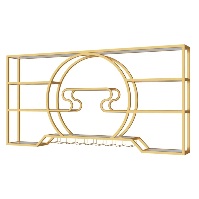 Luxury Liquor Store Wine Rack Gold Large Modern Wine Rack Wall Mount Commercial Display Cabinet Stojak Na Wino Decoration
