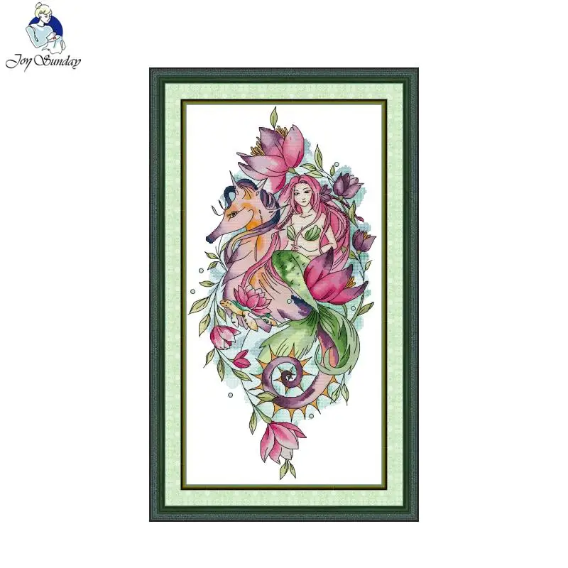 Joy Sunday Kreuzstichset U-Boot Welt HD Muster Aida 16/14/11CT gezählt gedruckt Canva DIY Handstickerei Kit Home Decor – Detail 4