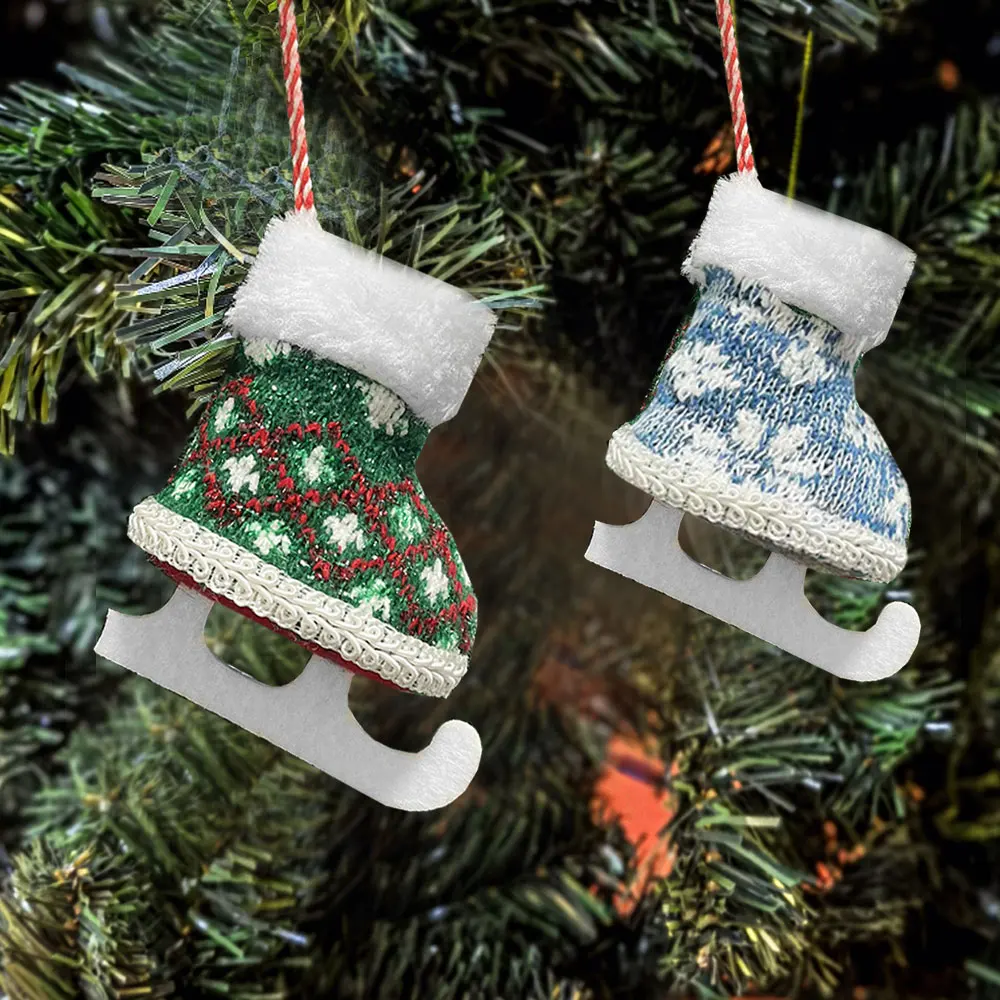 

1Pc Merry Christmas Decorations Mini Ice Skates Shoes For Home Hanging Pendants Xmas Tree Ornaments New Year Kid Gift Pendant