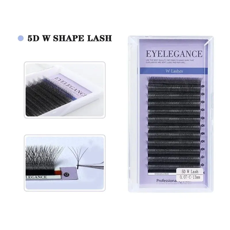 

EYELEGANCE 5D W Shape Lashes Extension W Style Premade Fans Eyelash Extensions False Eyelashes 0.07 C/D Individual Lashes