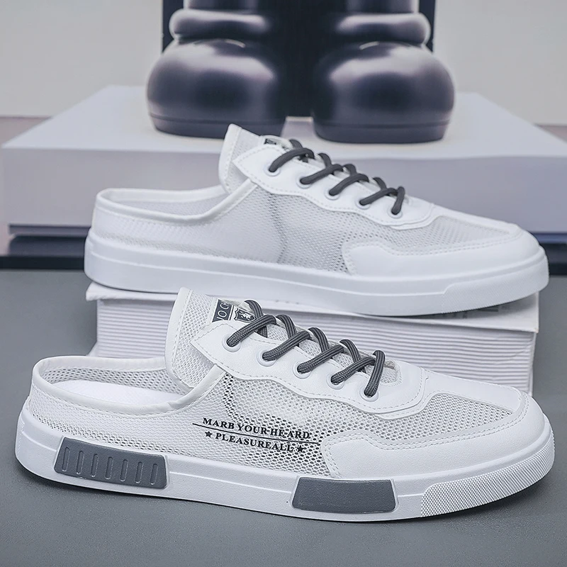 Breathable Half Slippers Men Casual Shoes Lightweight Slip-on Shoes Men Flat Shoes Man Sneakers Comfortable Lazy Driving Loafers 6