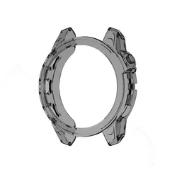 Transparent TPU Protective Smart Watch Case with Silicone Bumper Cover - Garmin Fenix 7 (Black)