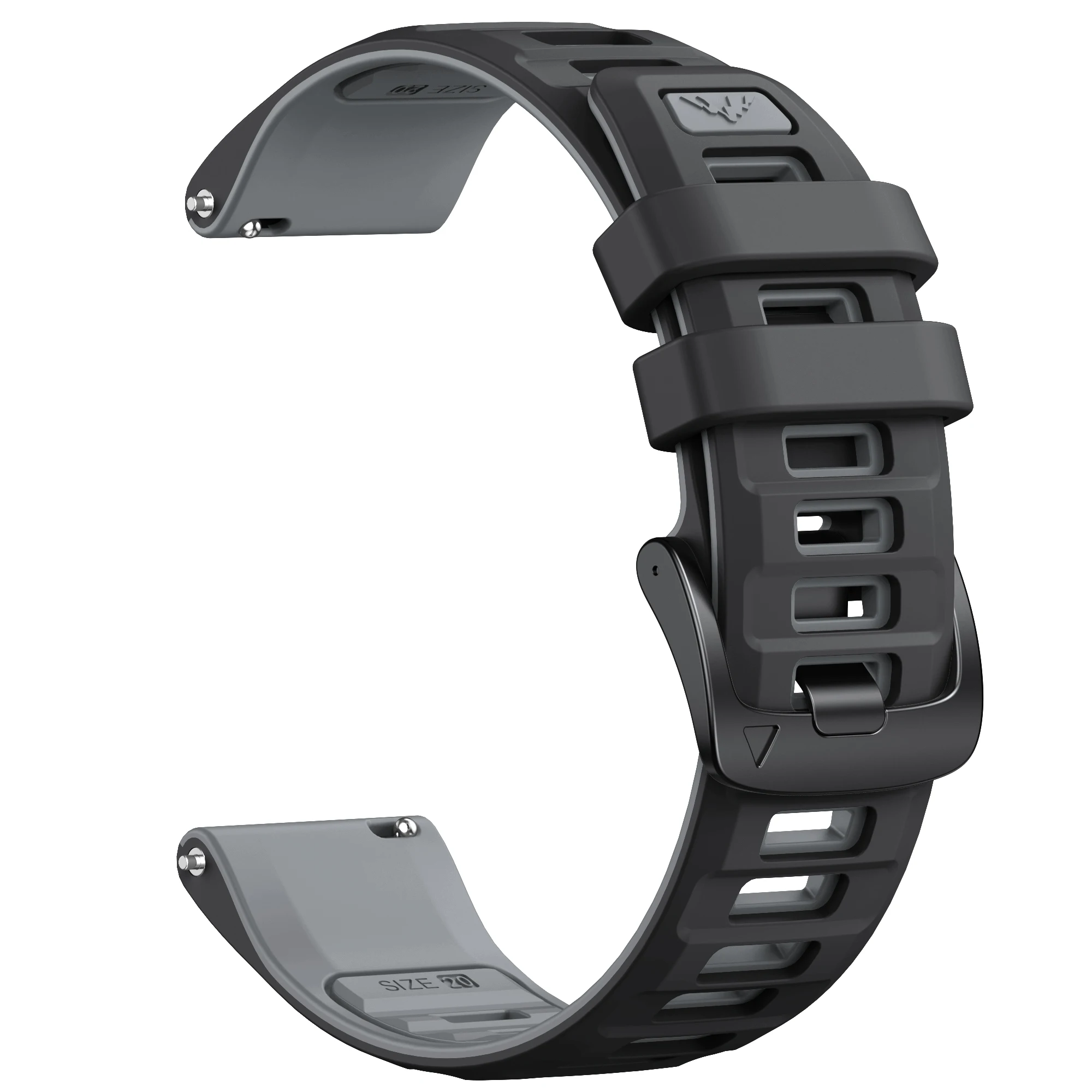 Premium 20mm Silicone Smart Watch Replacement Strap in Classic Black