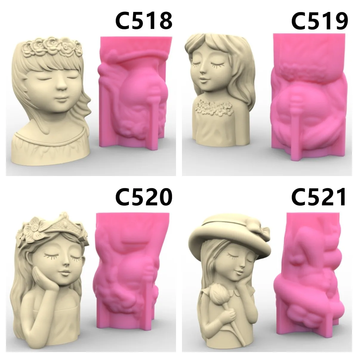 

Cute Girl Vase Silicone Mold for Handmade Desktop Decoration Gypsum Flowerpot Pen Case Silicone Mould Handicrafts Making Tool