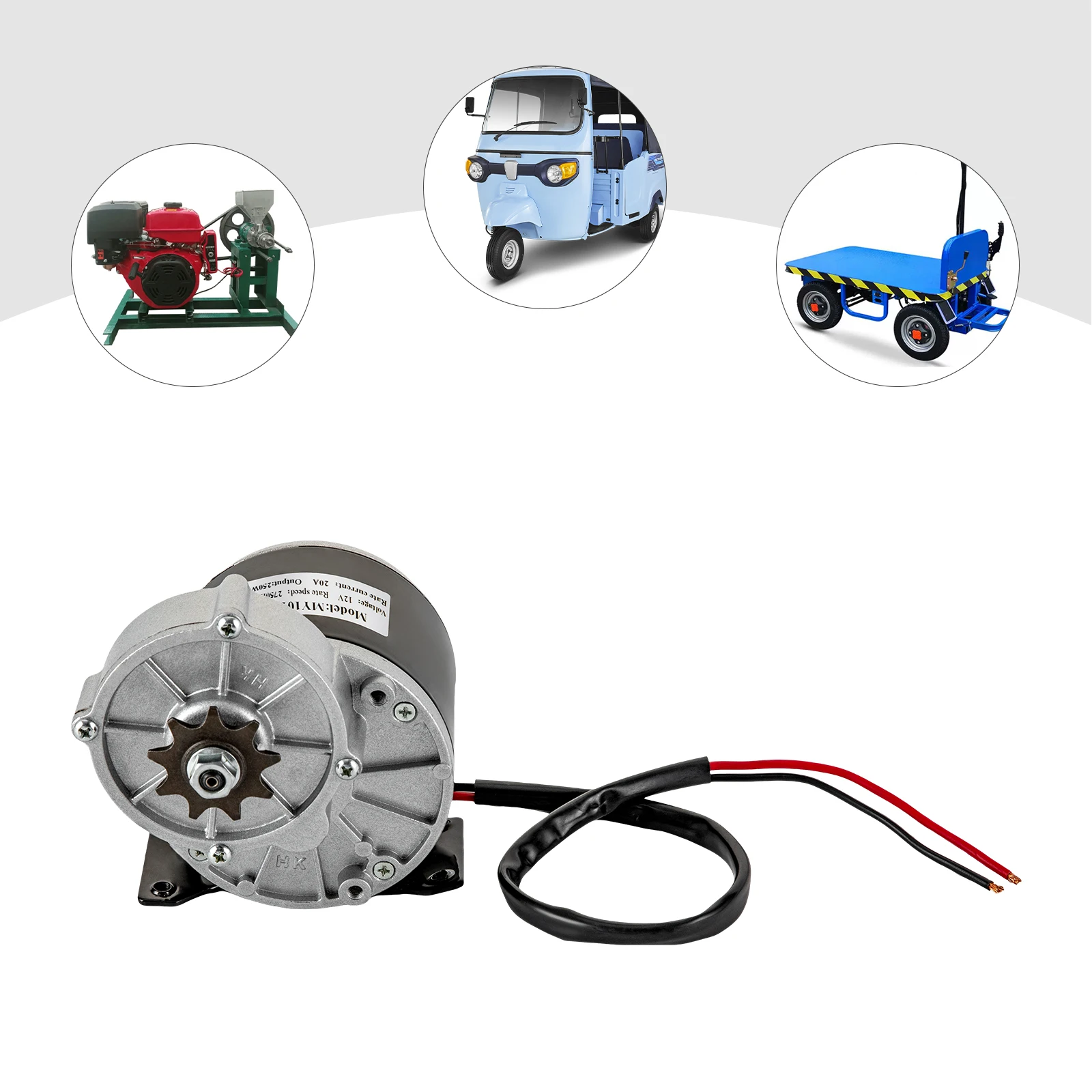 250W 12V Gear Reduction Electric Motor Brushed DC Motor Electric Bicycle Brushed Motor Reductor MY1016Z for Scooters & E-Bikes