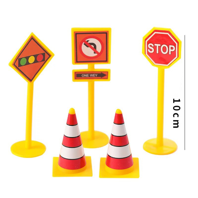 Vehicle Cake Decor Digging Machine Cake Toppers Road Sign Baby Shower Cake Supplies Birthday Party Decorations Kids