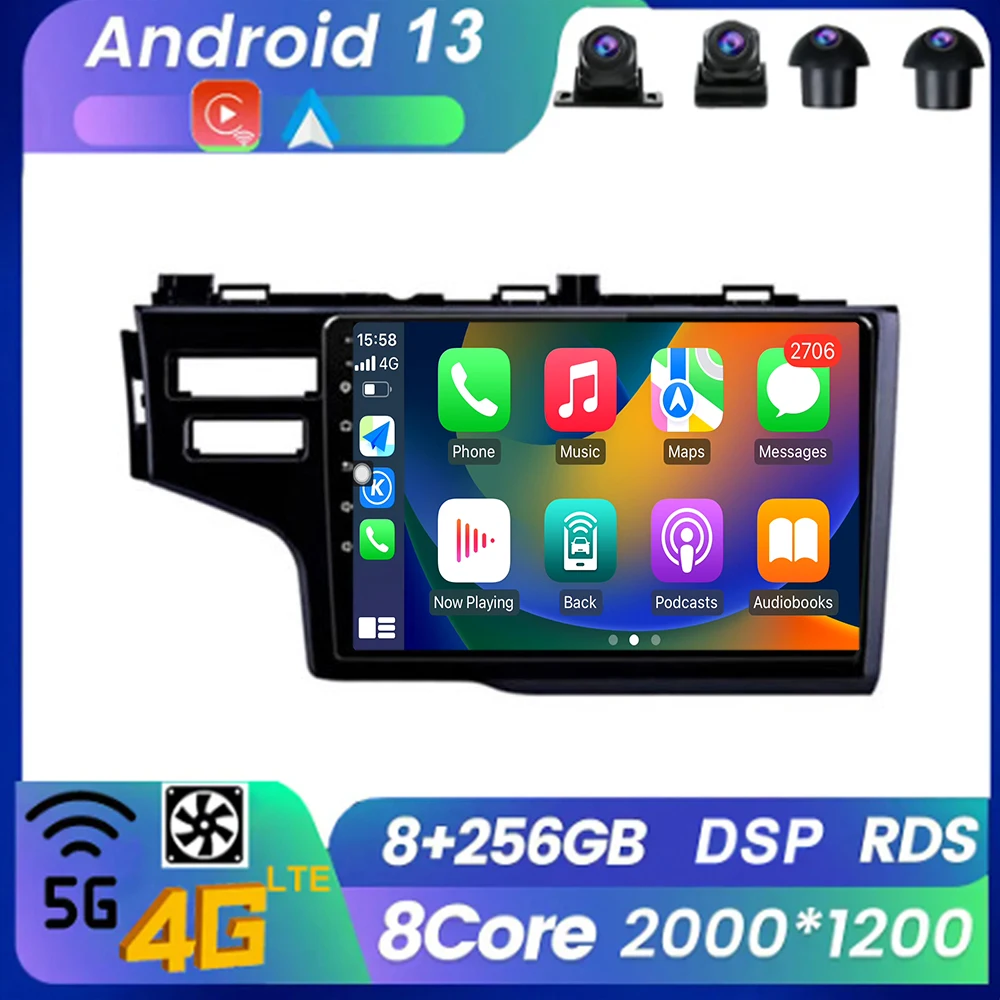 

For Honda Jazz 3 2015 - 2020 Android 13 Carplay Multimedia Radio Bluetooth WIFI Autoradio Wireless