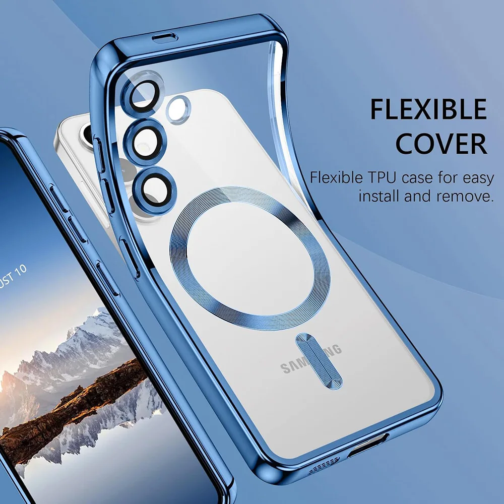 Luxury Magnetic Glitter Plating Silicone Phone Case - Clear and Soft Cover