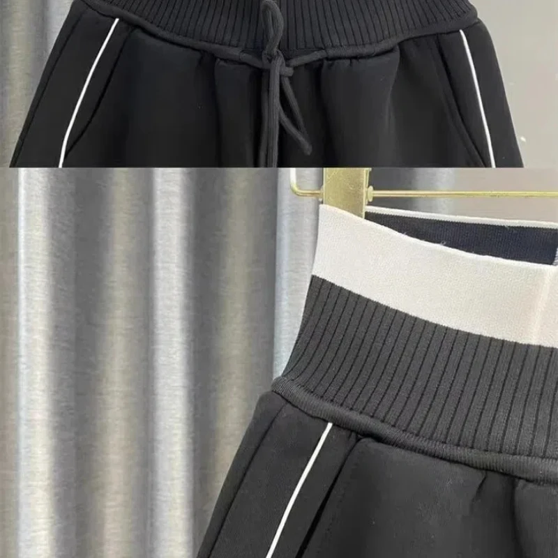 Retro 2024 Summer New Fashion Spliced Elasticized High-waisted Pocket Fashion Solid Casual Sports Loose A-line Wide Leg Shorts