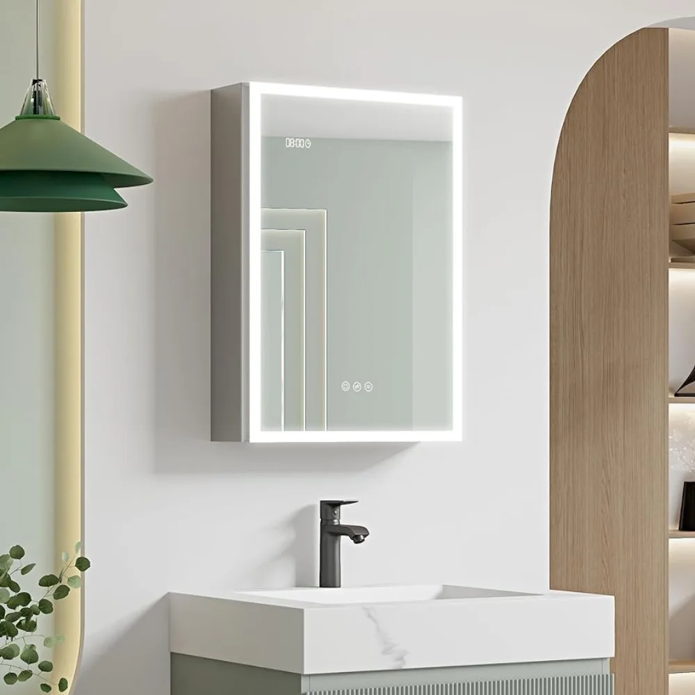 Makeup Storage Organizer Cabinet 20 X 28 Inch LED Bathroom Medicine Cabinet With Mirror Cabinets Vanity Bedroom Furniture Home