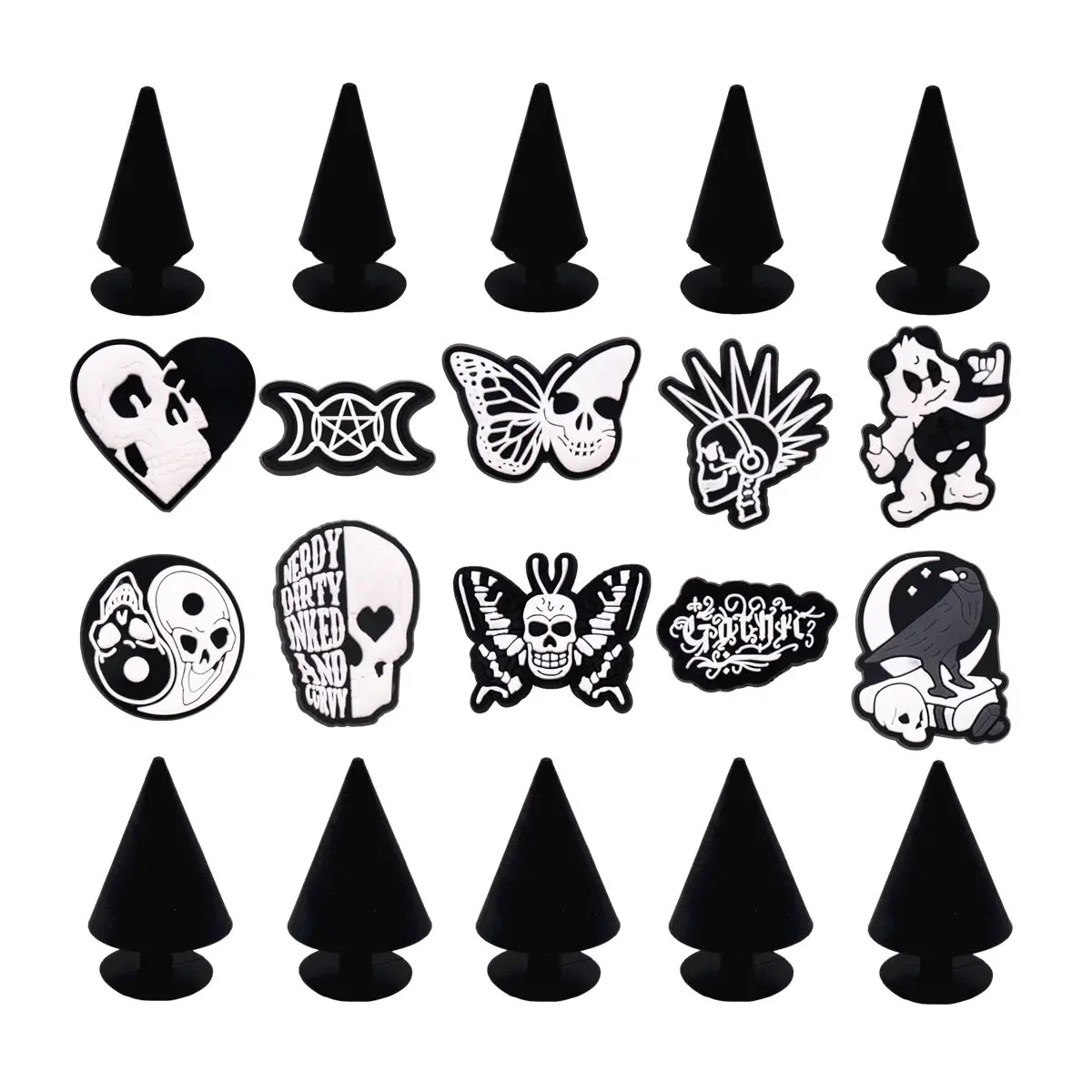 

1 Pcs Gothic Style PVC Shoe Charms Jeans Clog Pins Goth Rock Rivet Sandals Upper Accessories Band Shoe Buckle Decorations