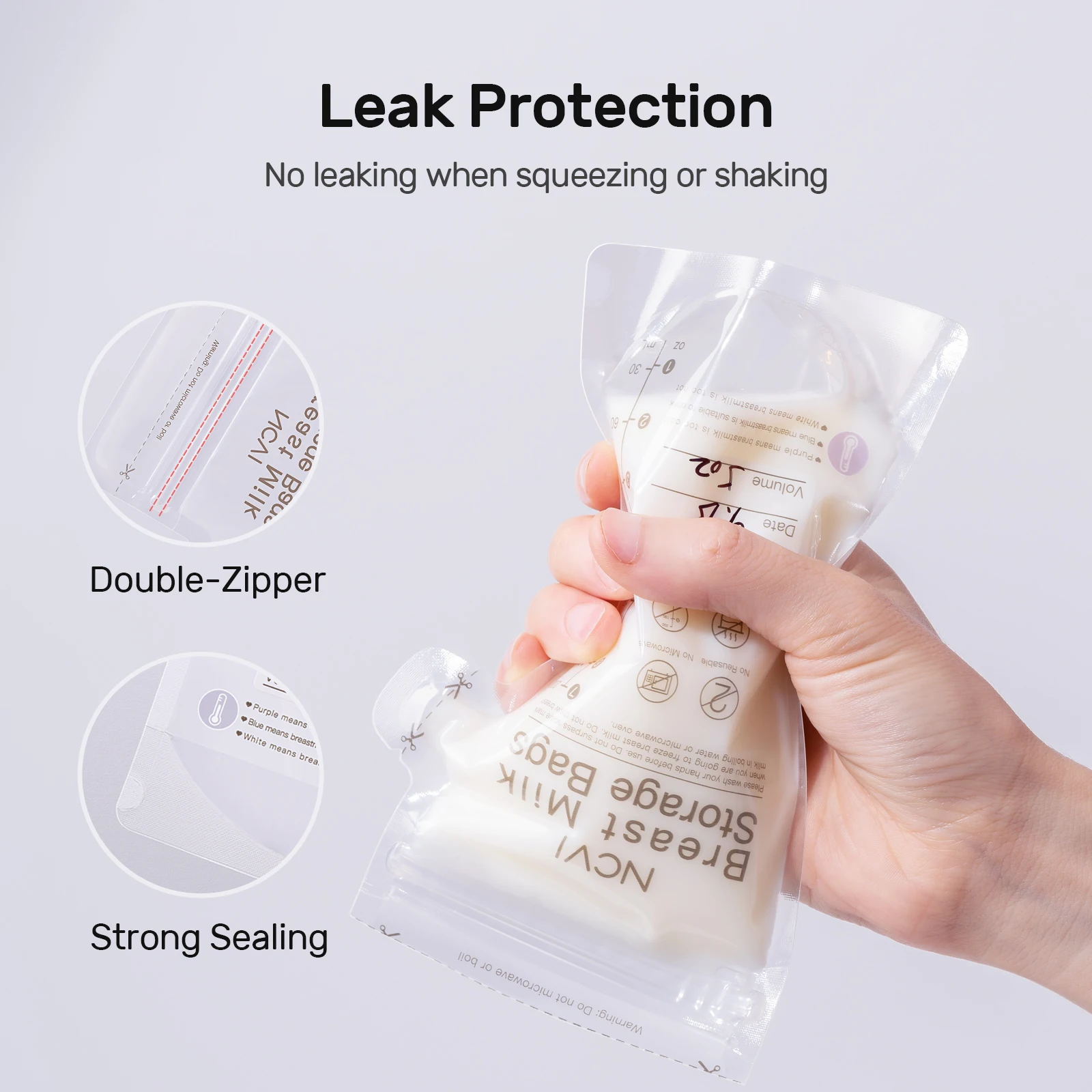 NCVI Breastmilk Storage Bags, 6 Oz Milk Freezer Bags for Long Term Breastfeeding Storage, Temperature Sensing, BPA Free 5