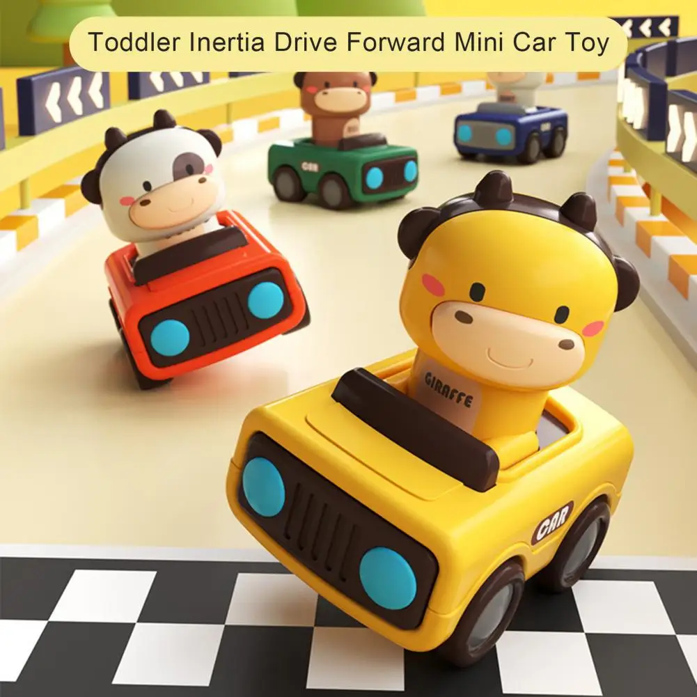 Simulation Car Toy No Battery Required Cartoon Shape with Wheels Adorable Soothe Mood Toddler Inertia Drive Forward Mini Car Toy