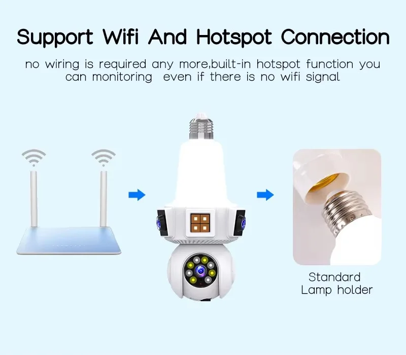6MP V380Pro Dual Lens E27 Full Color Wireless PTZ IP Dome Camera AI Humanoid Detection Home Security CCTV Baby Monitor 4