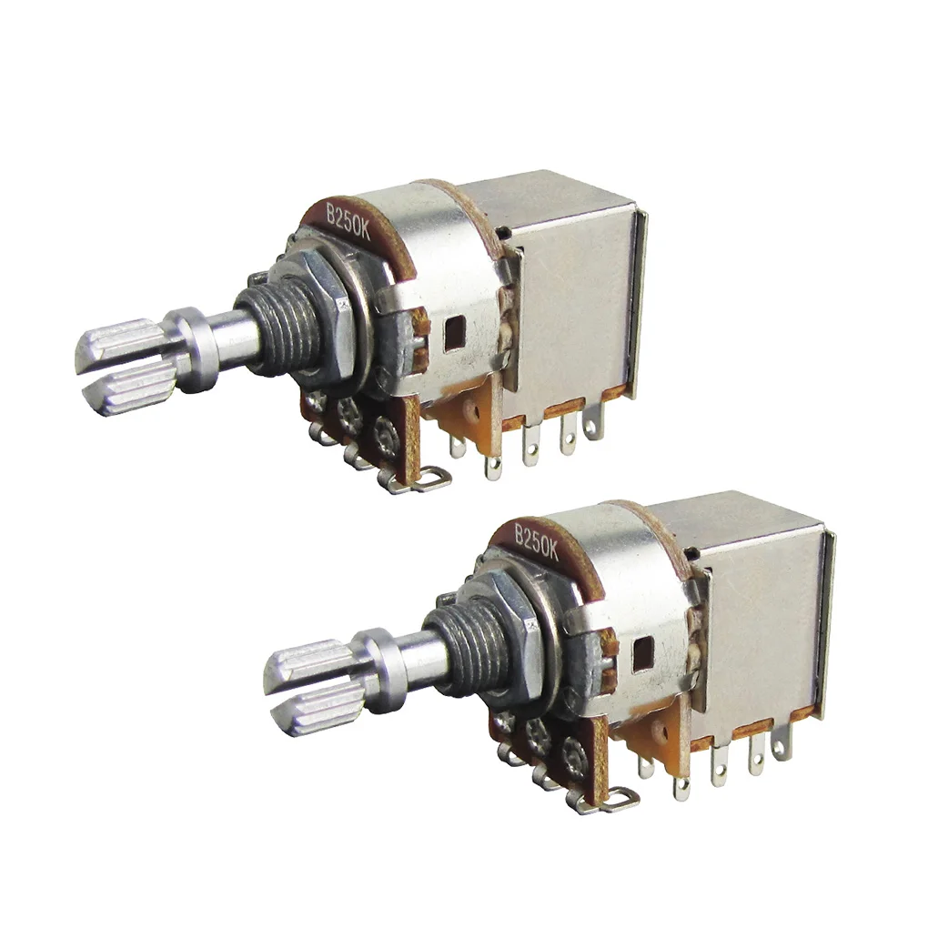 2PCS Push Pull Potentiometers Short Shaft Guitar Pots 500K /250K for Electric Guitar Bass