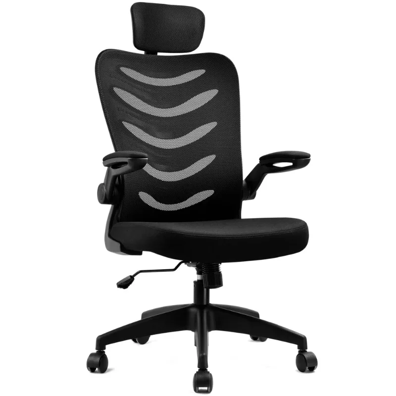 

Ergonomic High Back Adjustable Executive Office Chair with Headrest and Flip-up Armrests, Black