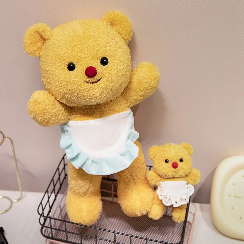New Cute Butter Cake Bear Plush Toy Soft Stuffed Animals Cartoon Apron Dress Dolls Plushie Pendant for Girl Birthday Gifts Decor
