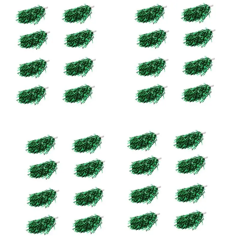 A89E-96Pcs 치어리딩 폼폼 메탈릭 포일 치어 폼폼 성인용 플라스틱 손잡이 포함 어린이 치어리더 파티 그린