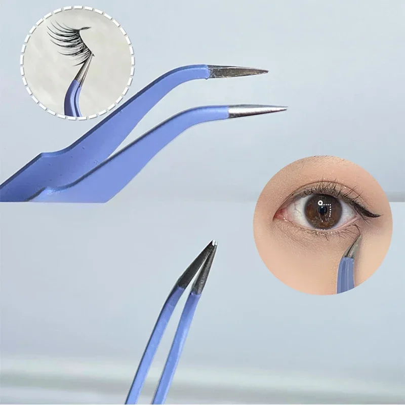 Stainless Steel Colored Straight + Curved Tweezers for Nail Art Sticker Rhinestones Picking Tool Eyelash Makeup DIY Tweezer Tool eyelash tweezers,nail art tweezers