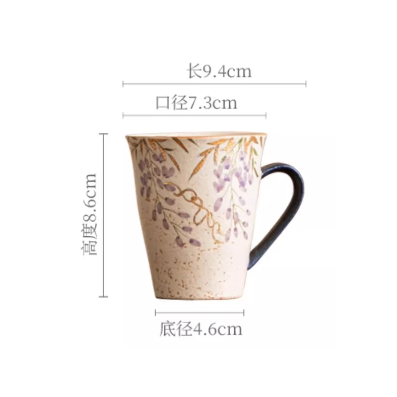 Chinese Style Ceramic Gift Cute Mug, Home Personal Office Creative Hand Drawn Flower Patterns, Milk Water Coffee Cup, 169ml, 1Pc