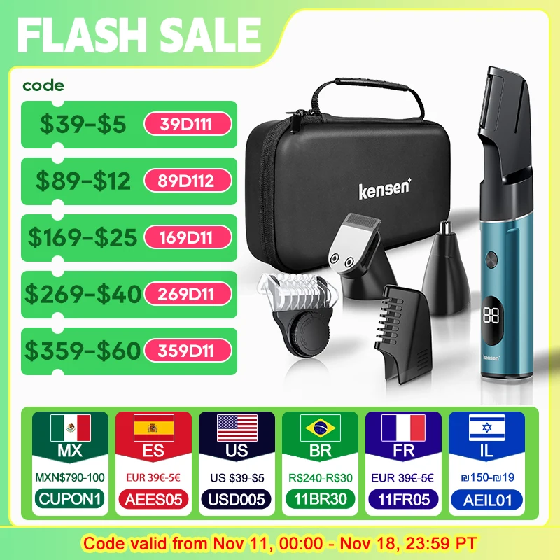 Hair Clipper Kensen Body Hair Trimmer Kits for Men Professional Rechargeable LED Display Electric Trimmers Beard Shavers Hair Cutting Machine