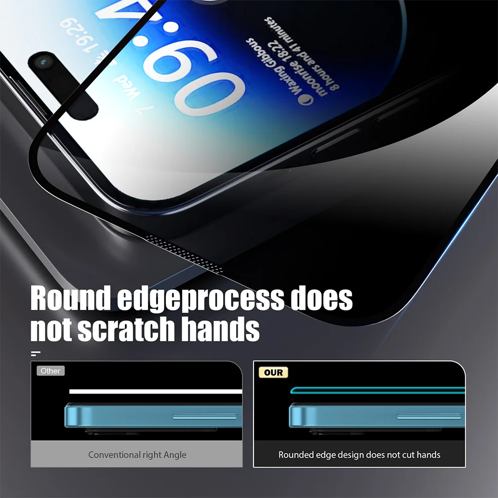 4-Pack Anti-Spy Tempered Glass Screen Protector with Easy Installation and Dust-Free Privacy