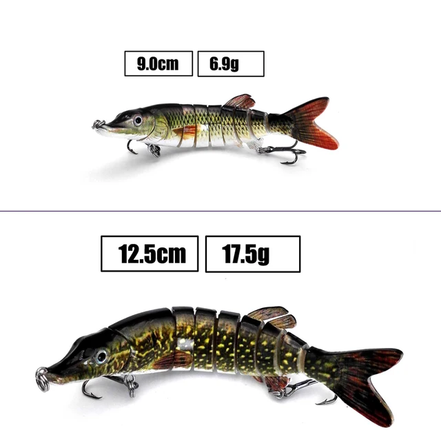 Fishing Lures & Baits 5 / 12.5cm 20g Lifelike Multi-jointed 9-segement Pike  Muskie Fishing Lure with Mouth Swimbait Crankbait Hard Bait Fish Treble  Hook Tackle