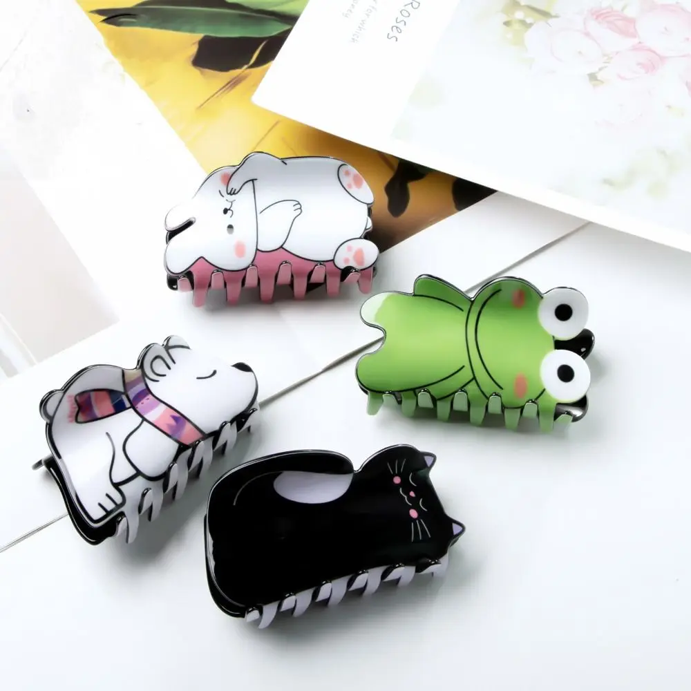 

Зажим для мытья лица лягушка животное заколка для волос креативный Медведь Кролик Кот акула