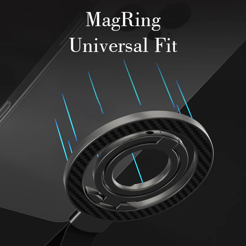 Double-Sided Magnetic Finger Ring Holder with Kickstand