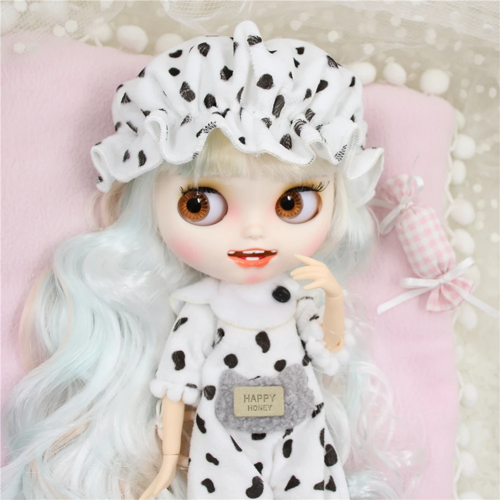 Neo Blythe Doll Spotted Romper Onesie & Striped Denim Combo 2