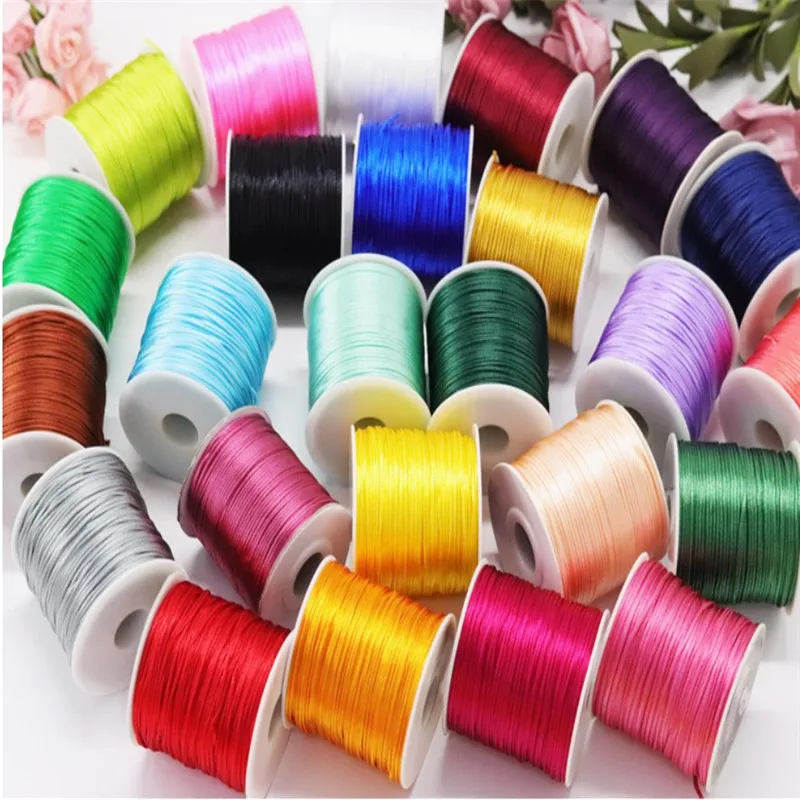 1MM 50meters/roll Chinese Knot Cord Macrame Silk Strong Braided  Satin Rope DIY Making Findings Beading Thread Wire