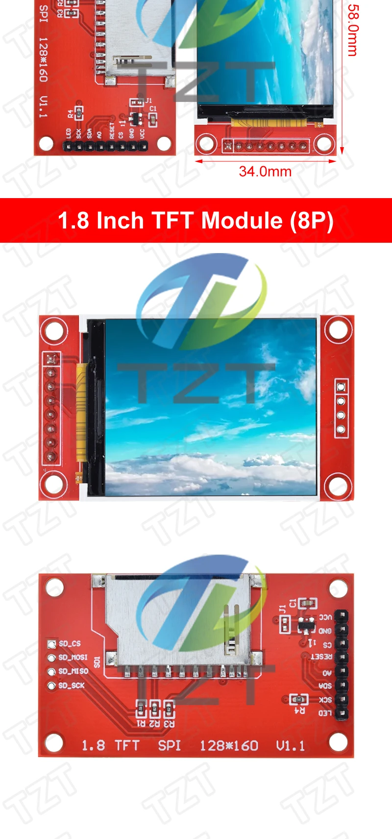 TZT TFT Display 0.96/1.3/1.44/1.8/2.4/2.8/3.5 Inch TFT Full Color ...