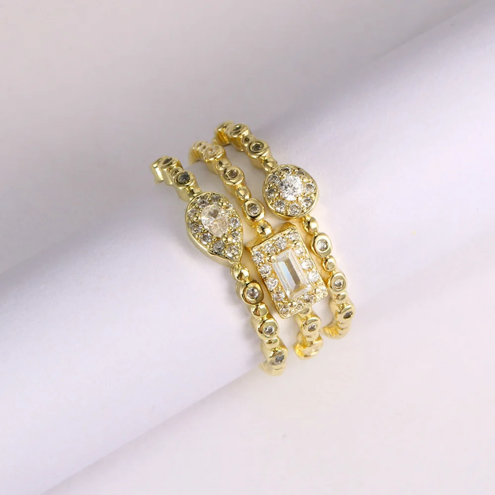 Trendy Elegant Dainty Rings For Women Romantic Women's Ring Shiny Zircon Gold Color Thin Finger Ring Accessories Jewelry KCR088 3