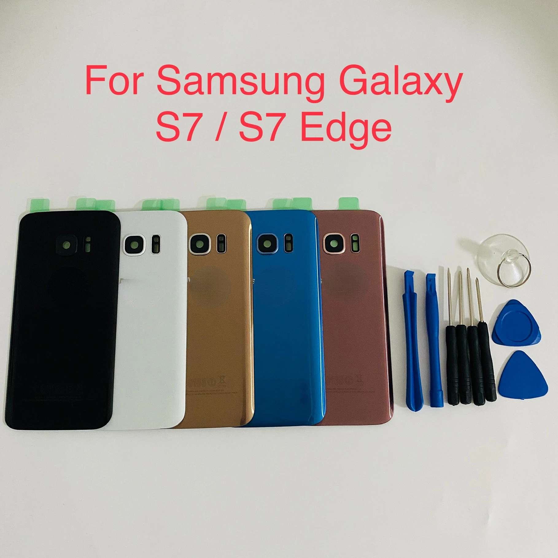 

New Rear Panel Glass Battery Back Cover For Samsung Galaxy S7 G930 G930F G930FD S7 Edge G935 G935F G935FD + Stickers Camera Lens