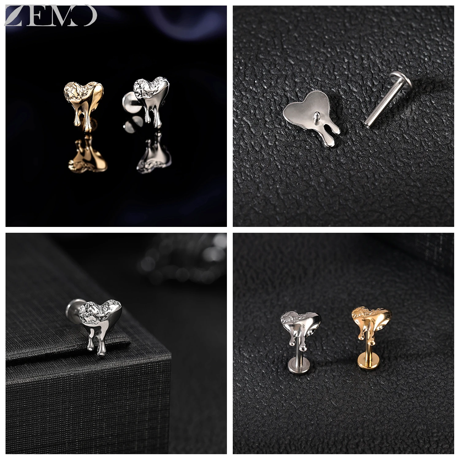 ZEMO 1 PC 16G G23 티타늄 스틸 Labret 립 피어싱 CZ 크리스탈 립 스터드 스네이크 소드 해골 먼로 헬릭스 조가비 피어싱 쥬얼리