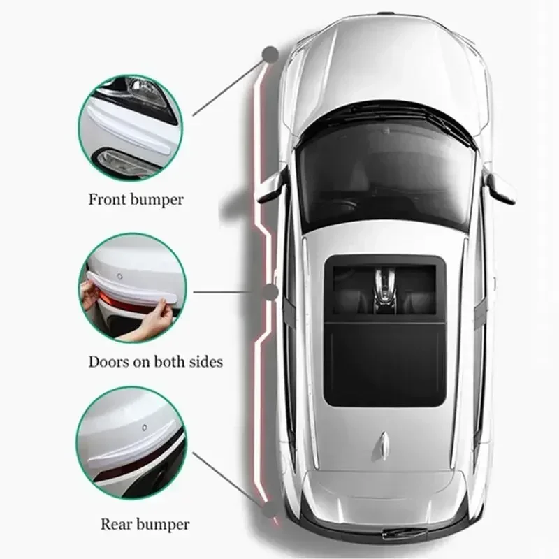 4/6Pcs Car Bumper Anti-collision Strips Door Body Scratch Automotive Protective Tape Strips Door Guard Lip Stickers