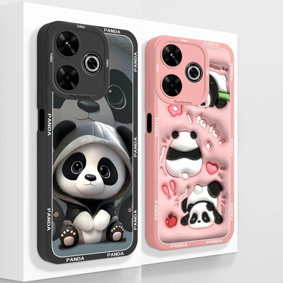 Cute Panda Soft Liquid Silicone Phone Case with Enhanced Camera Protection