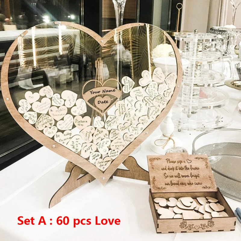 Heart Shape Transparent Wedding Guest Book Decoration Rustic Sweet Heart Drop Box Wedding Drop Box Guestbook