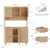 70.9" Kitchen Pantry Cabinet w/ Microwave Shelf,Rattan Freestanding Storage Cabinet w/ Charging Station,Sideboard Buffet Cabinet 2